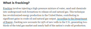 Domestic Oil Fracking