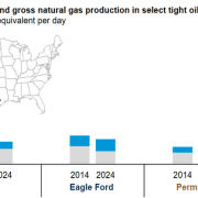 Share of Natural gas produced from the three largest tight oil-producing plays in the United States has increased in the last decade.